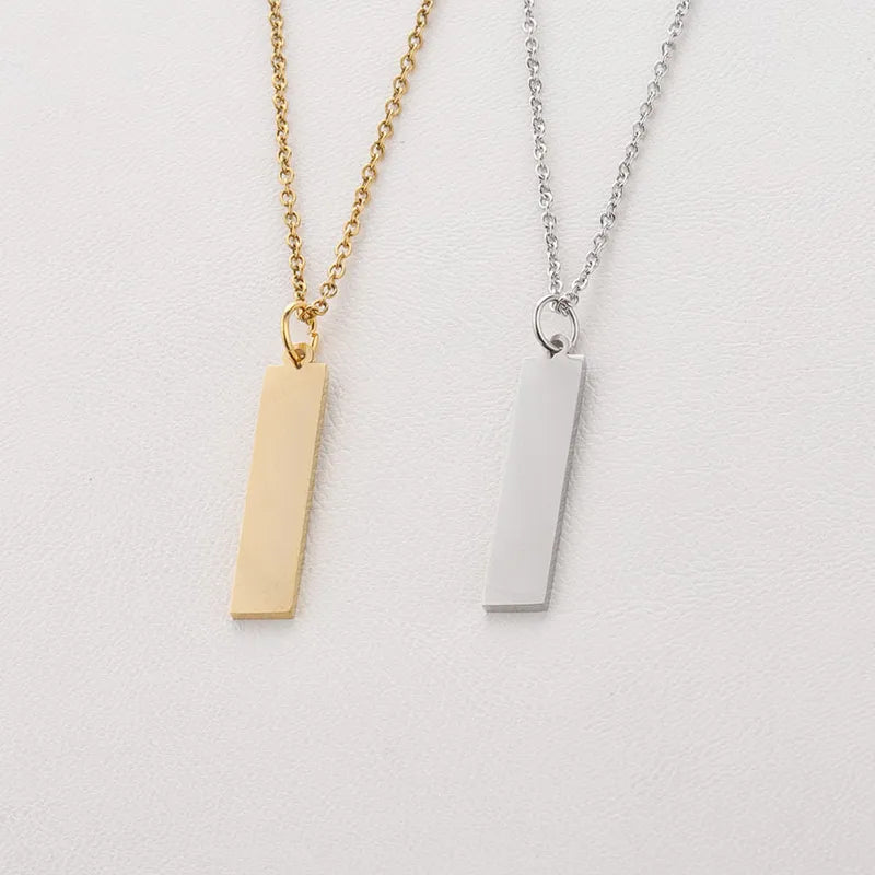 Personalized Bar Necklace 18K Waterproof