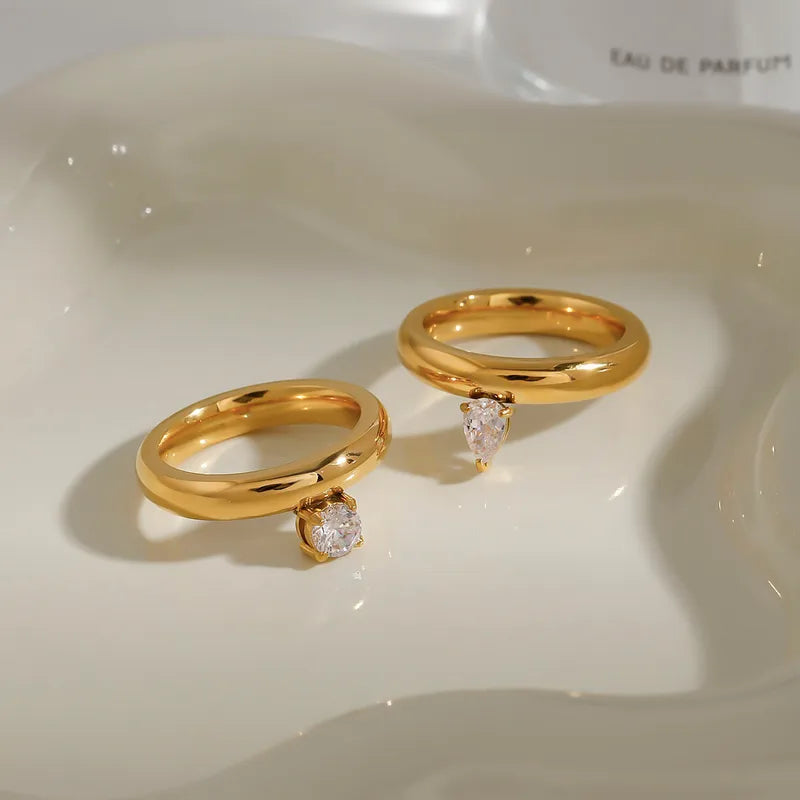 Pear Cut Solitaire Ring 18K Waterproof