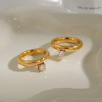 Pear Cut Solitaire Ring 18K Waterproof