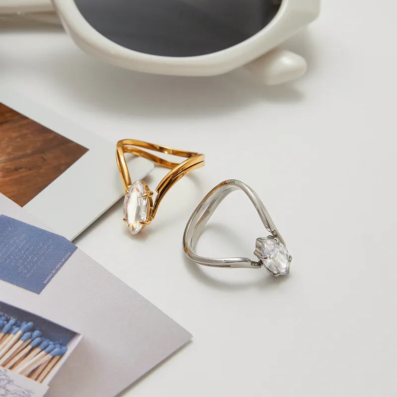 Marquise Solitaire Ring 18K Waterproof