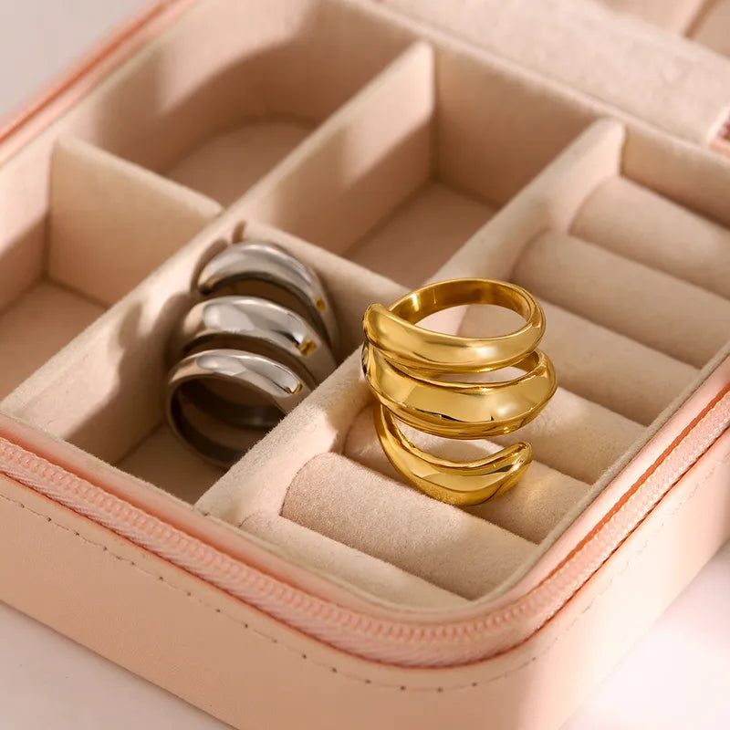 Sculpted Spiral Ring 18K Waterproof