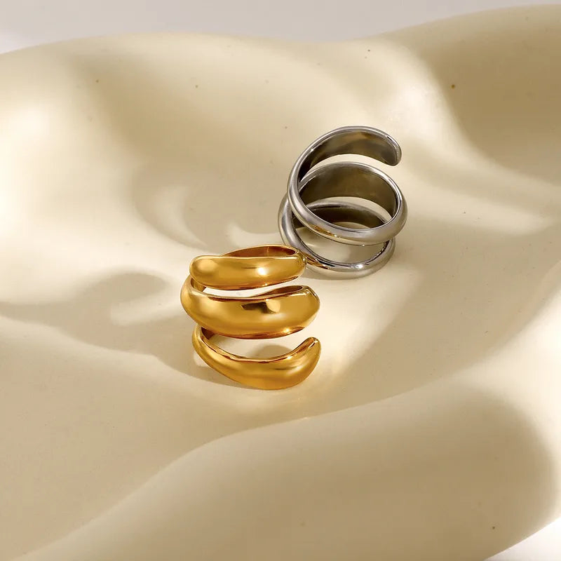 Sculpted Spiral Ring 18K Waterproof