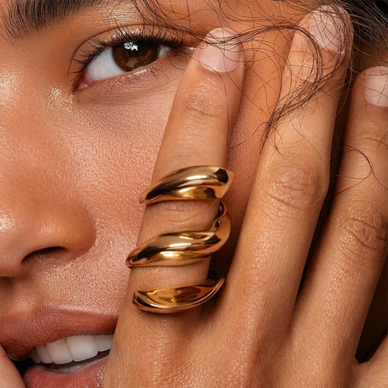 Sculpted Spiral Ring 18K Waterproof