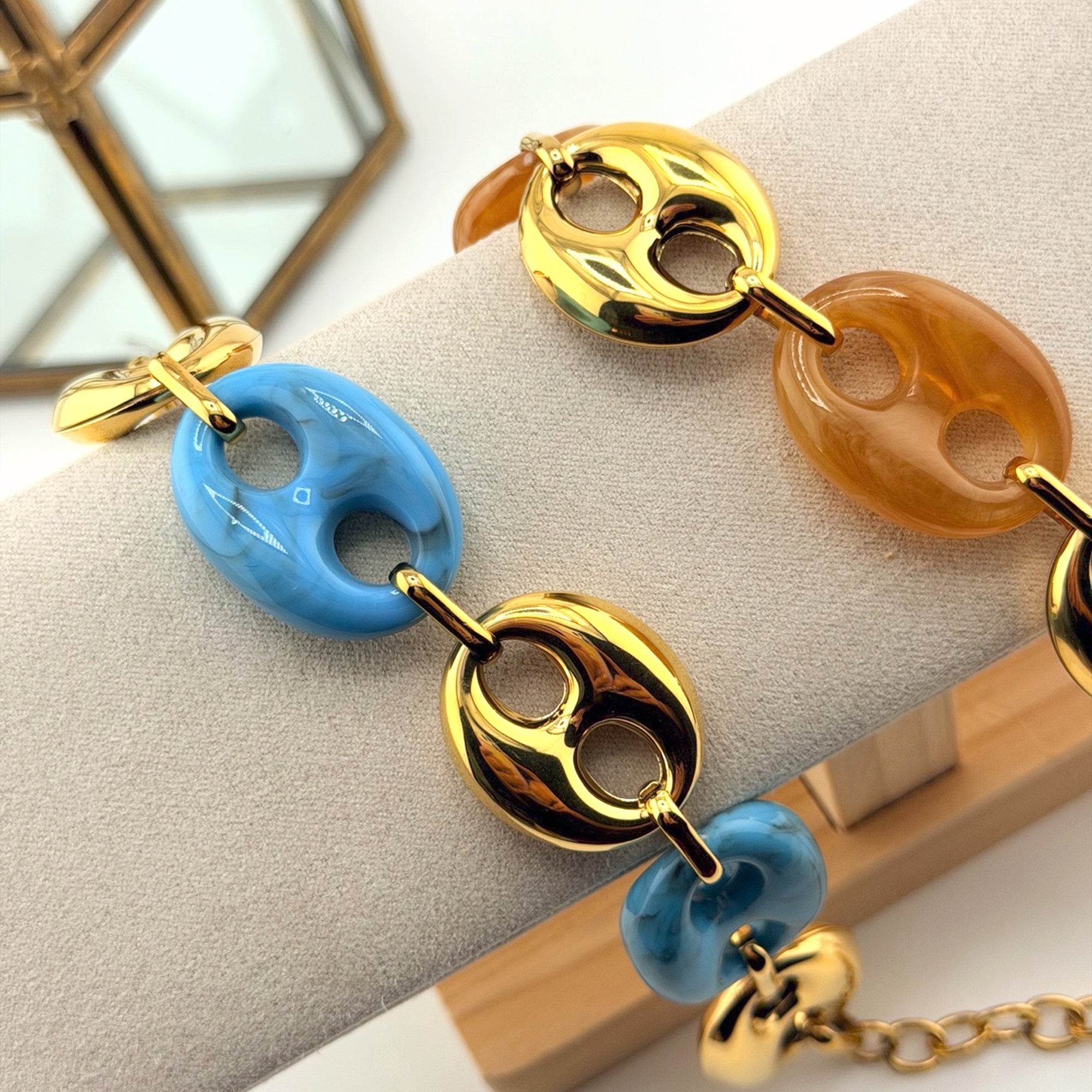 Chunky Sky Blue Jewelry Set 18K Waterproof
