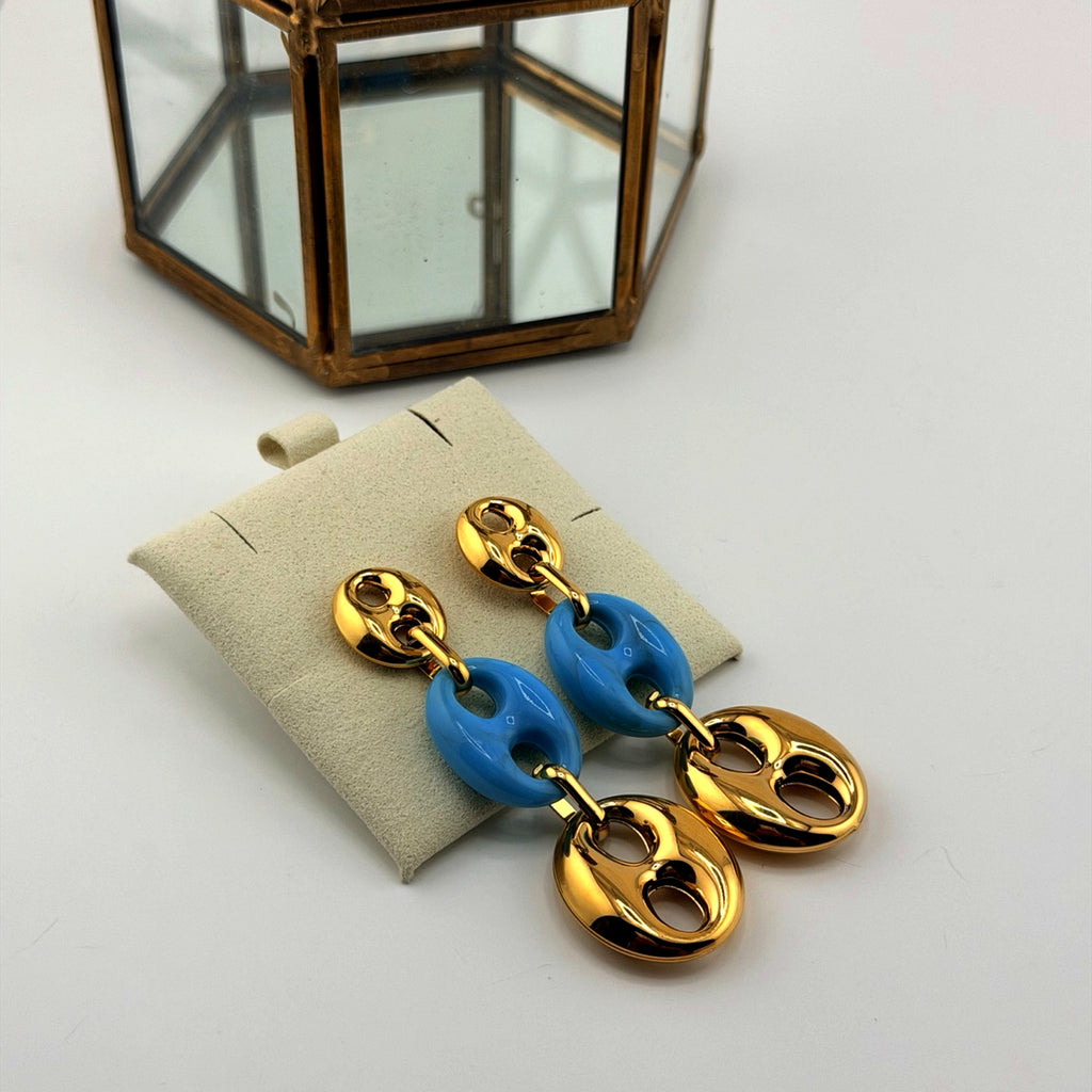 Chunky Sky Blue Jewelry Set 18K Waterproof