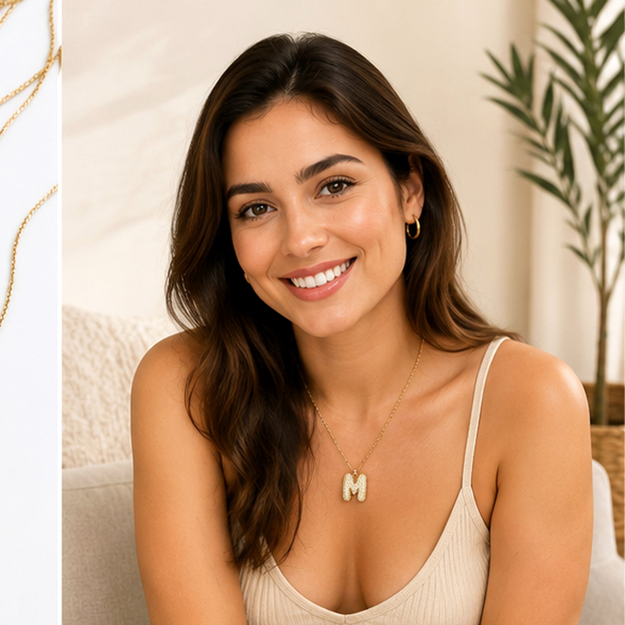 Pavé Initial Necklace 18K Waterproof