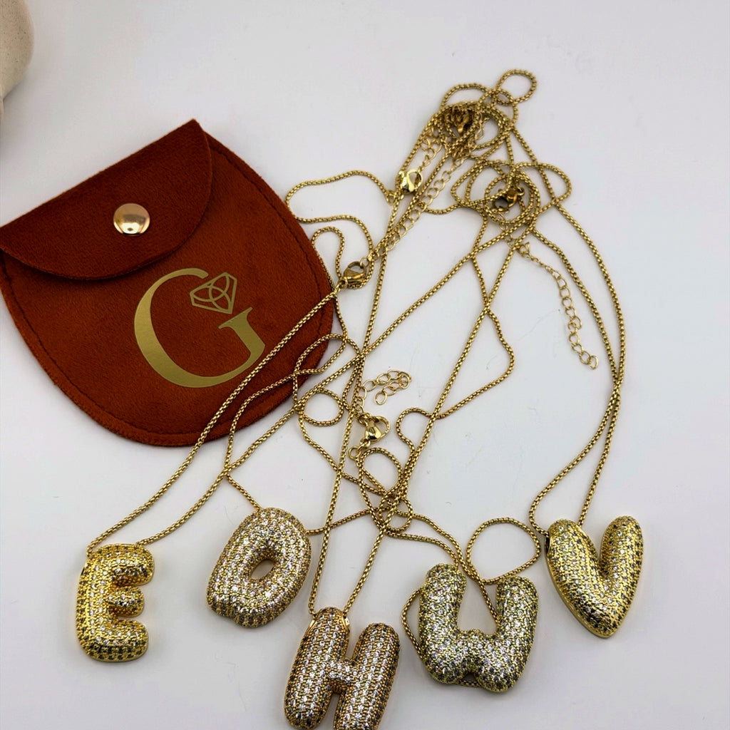 Pavé Initial Necklace 18K Waterproof