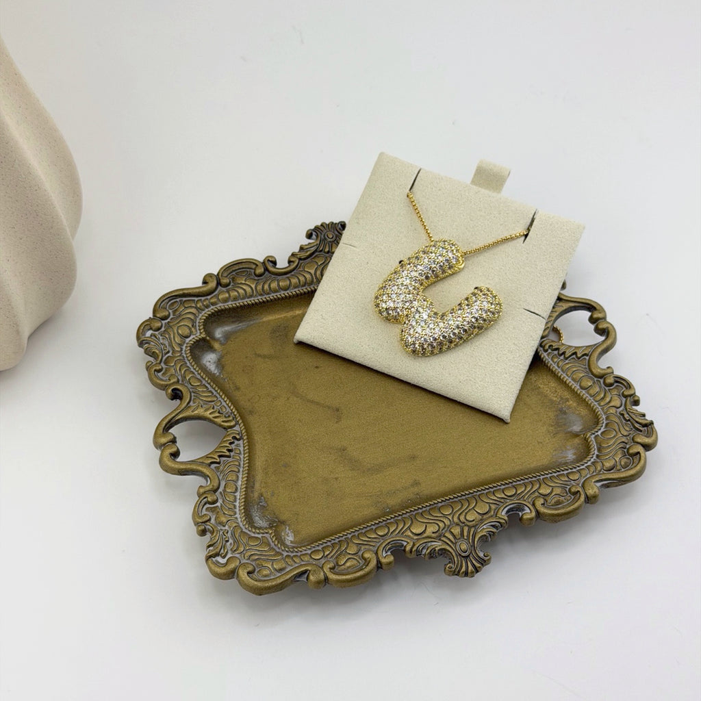 Pavé Initial Necklace 18K Waterproof