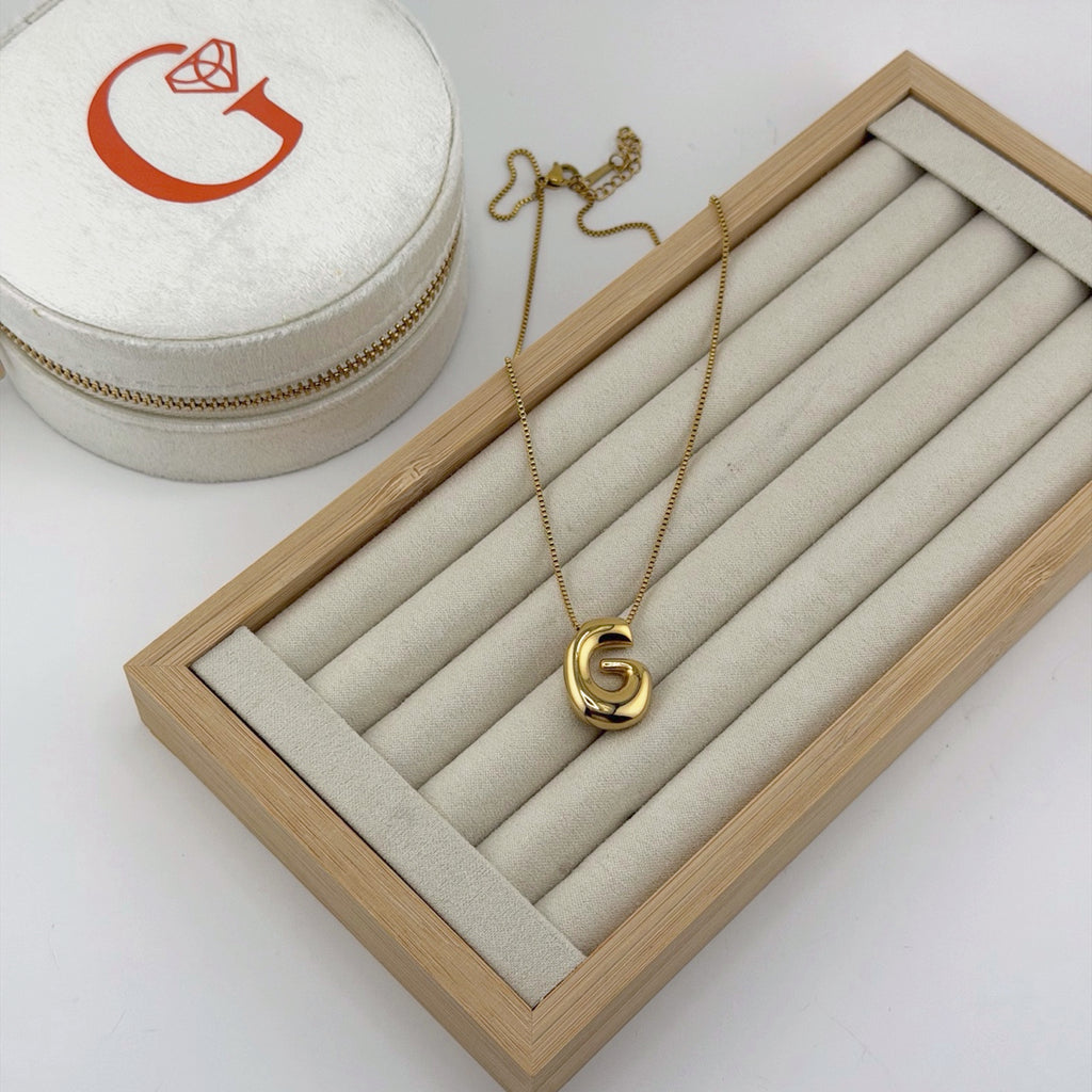 Bubble Initial Necklace 18K Waterproof