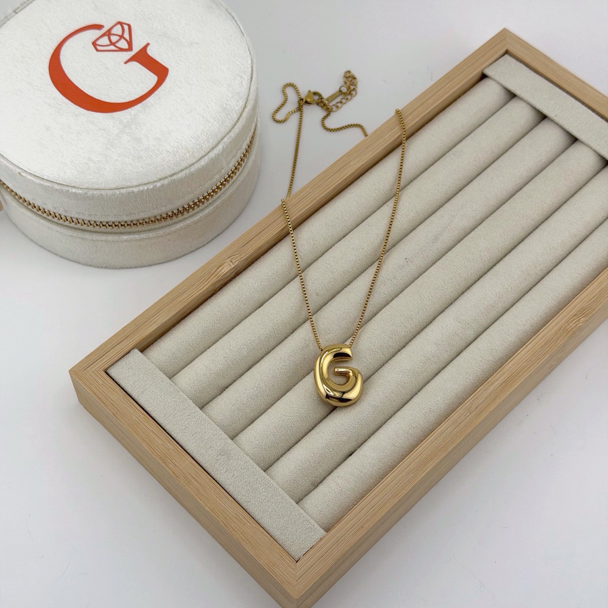 Bubble Initial Necklace 18K Waterproof