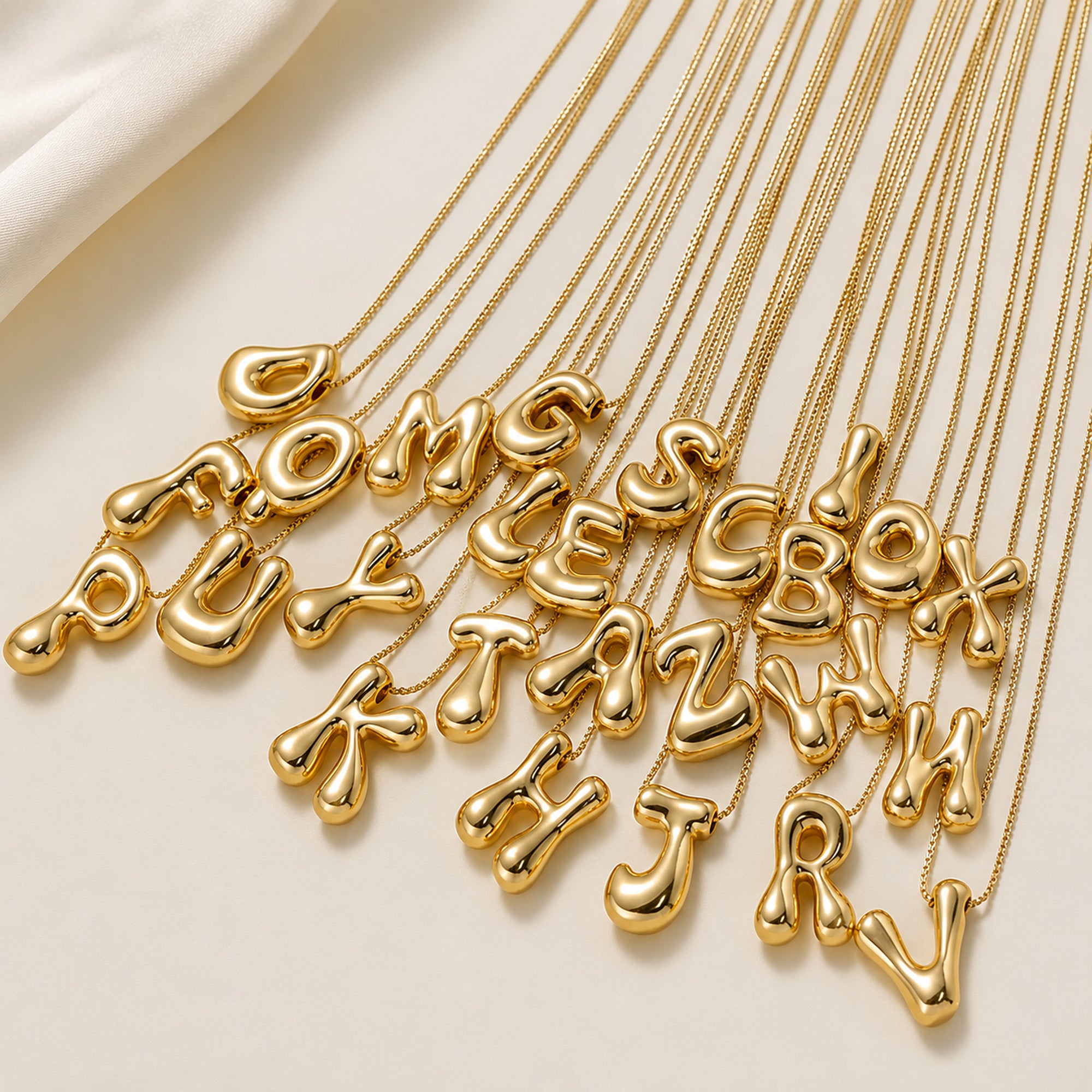 Bubble Initial Necklace 18K Waterproof