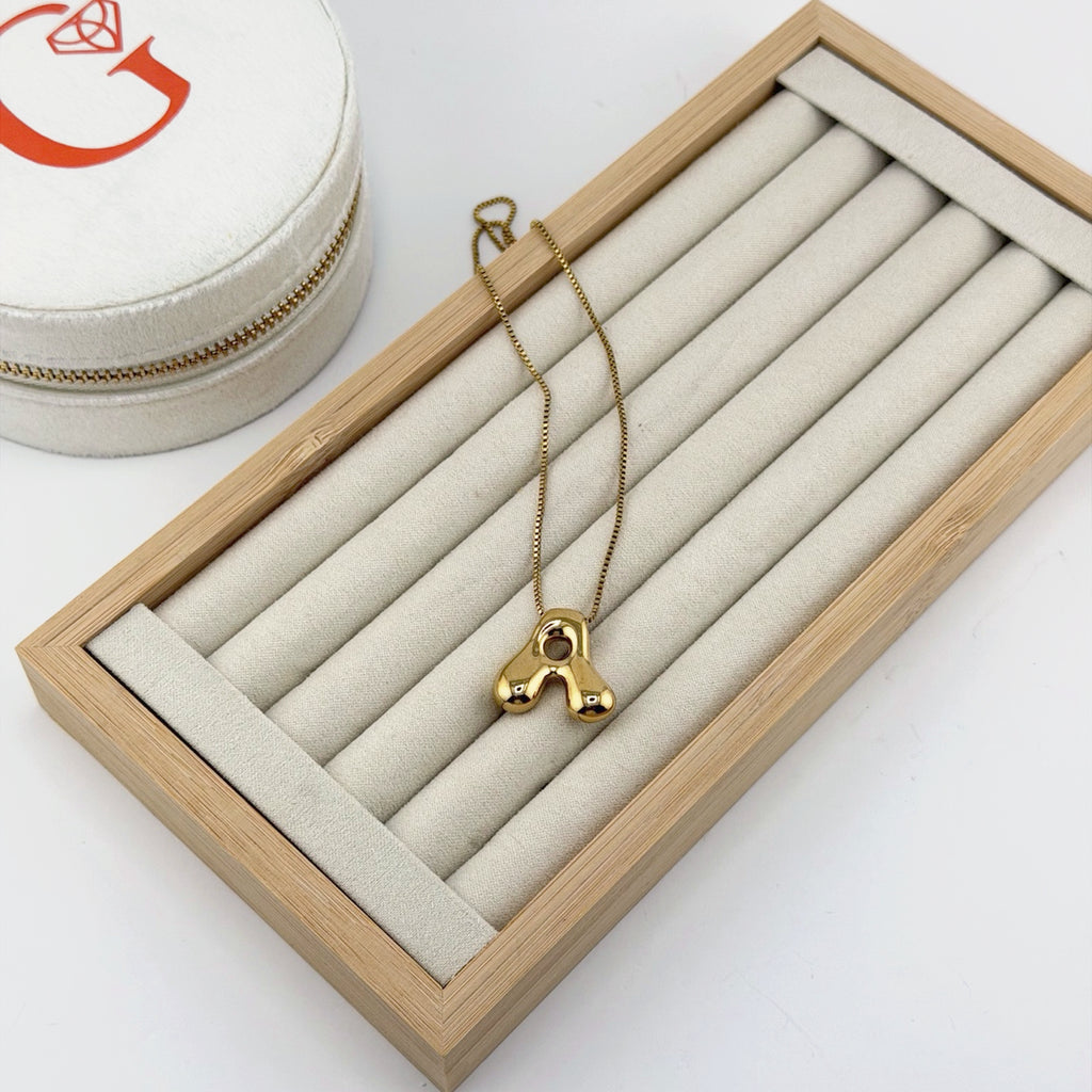 Bubble Initial Necklace 18K Waterproof
