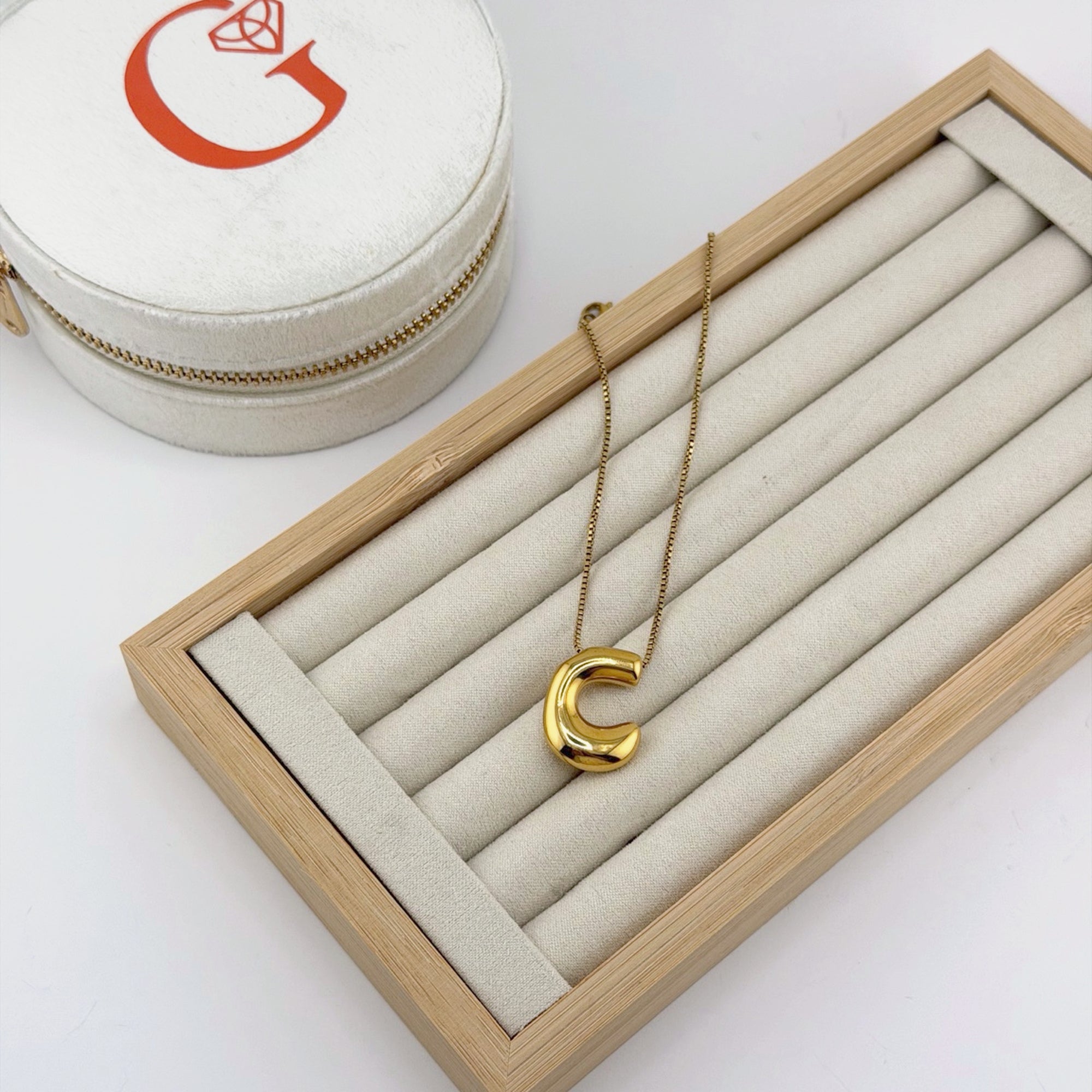 Bubble Initial Necklace 18K Waterproof