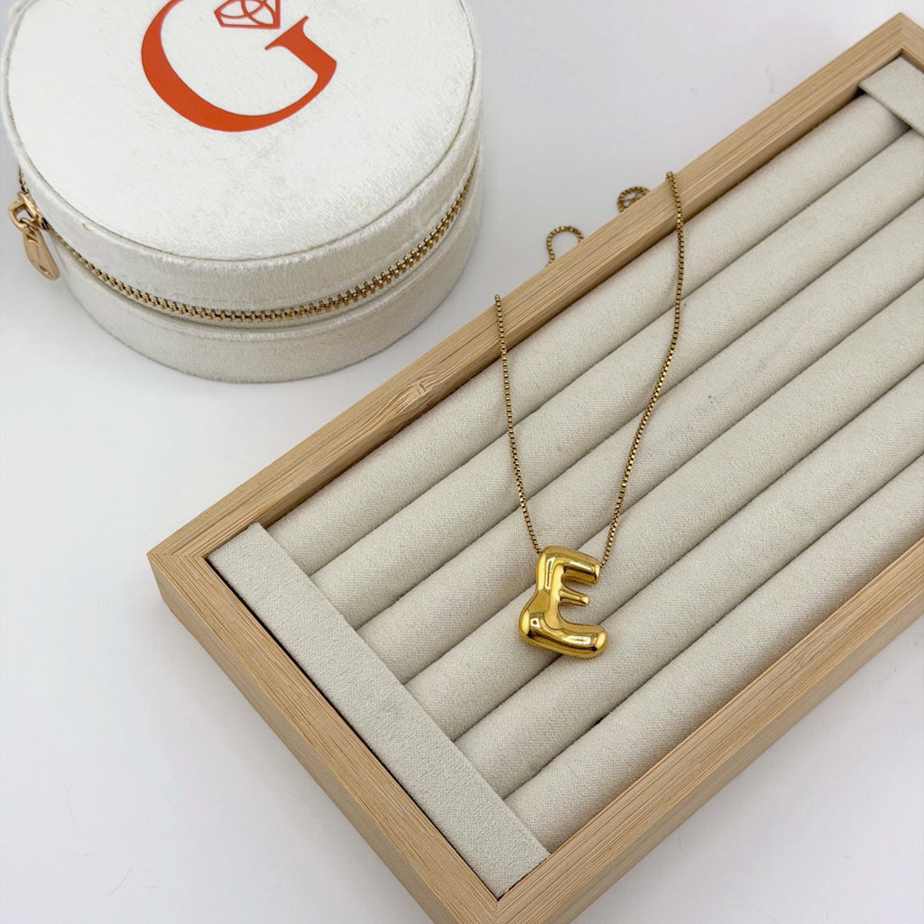 Bubble Initial Necklace 18K Waterproof