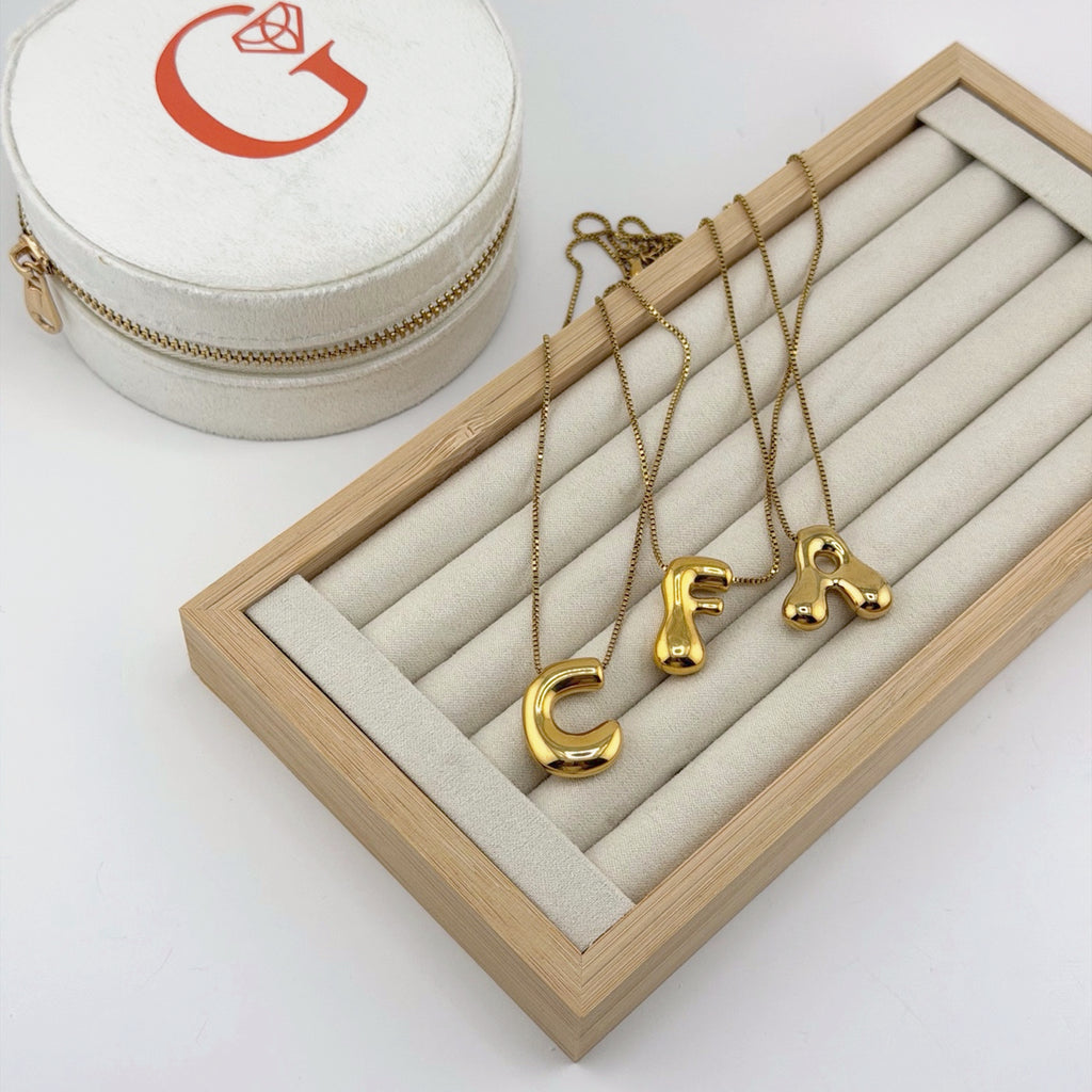 Bubble Initial Necklace 18K Waterproof