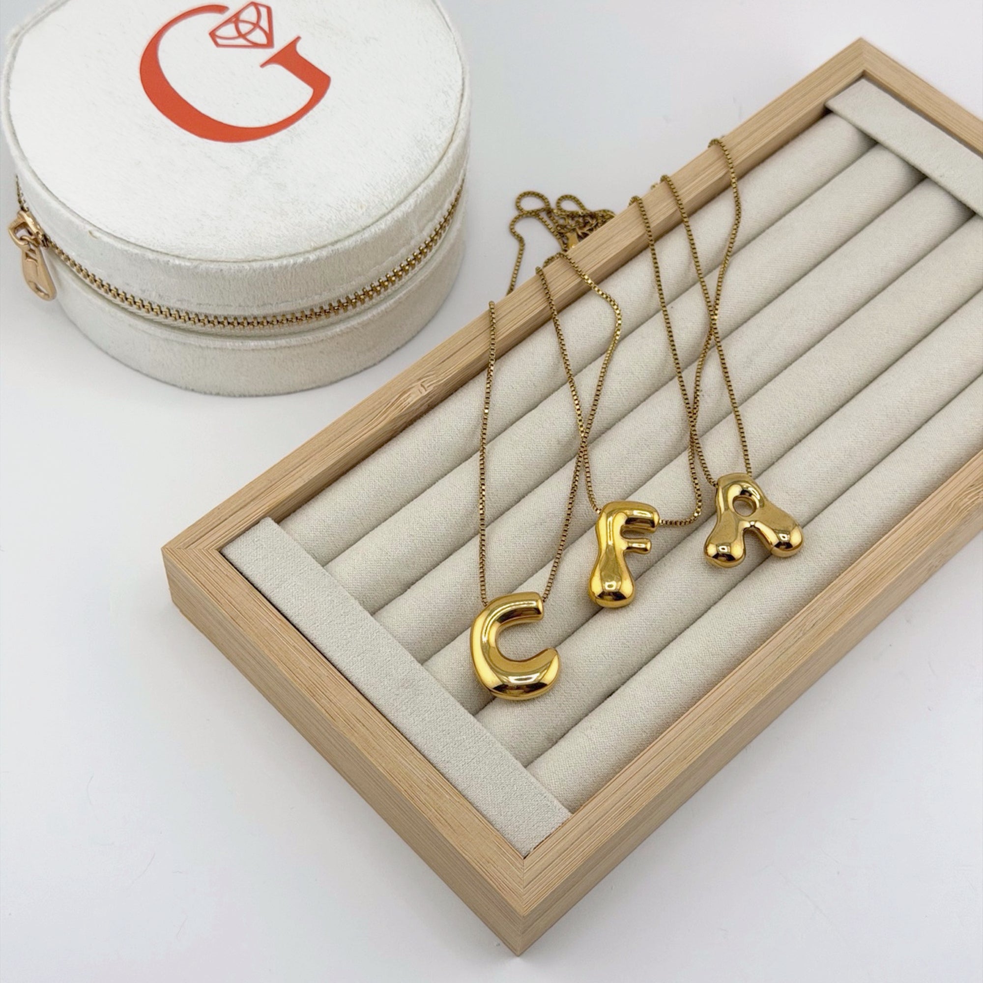 Bubble Initial Necklace 18K Waterproof