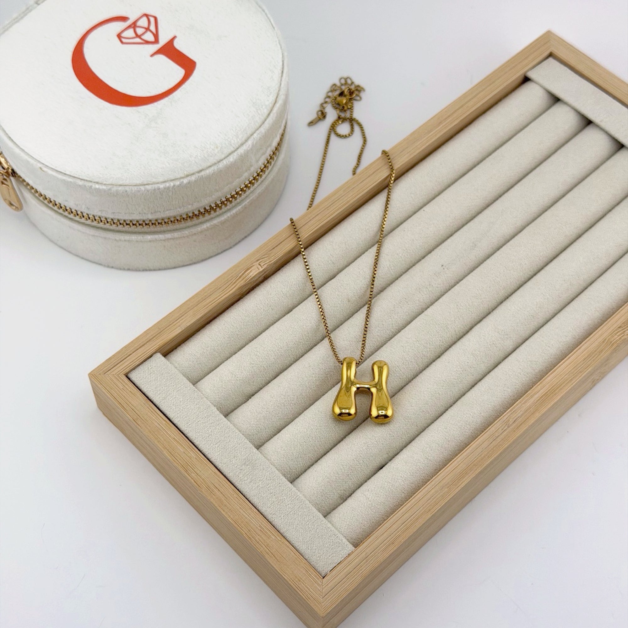 Bubble Initial Necklace 18K Waterproof