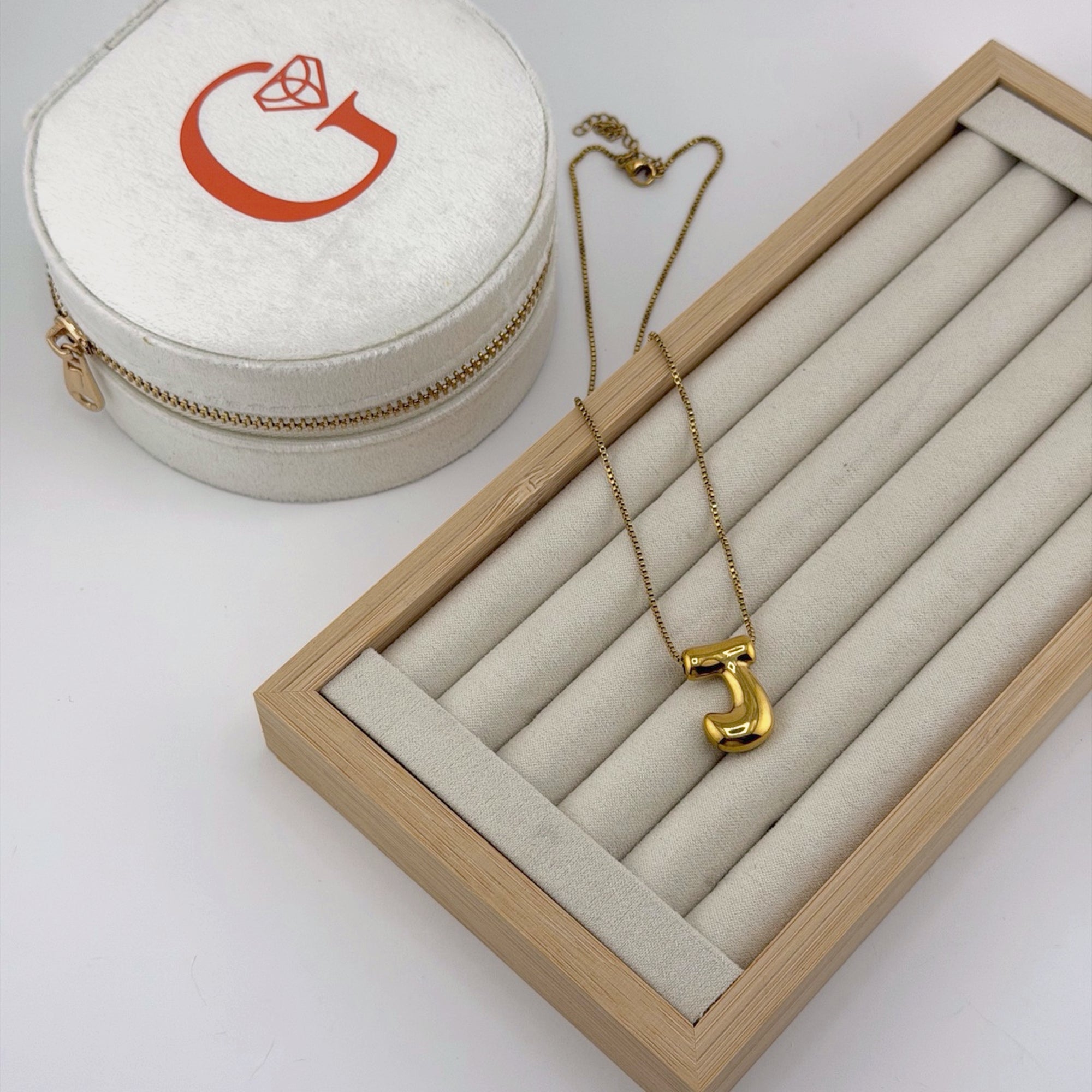 Bubble Initial Necklace 18K Waterproof