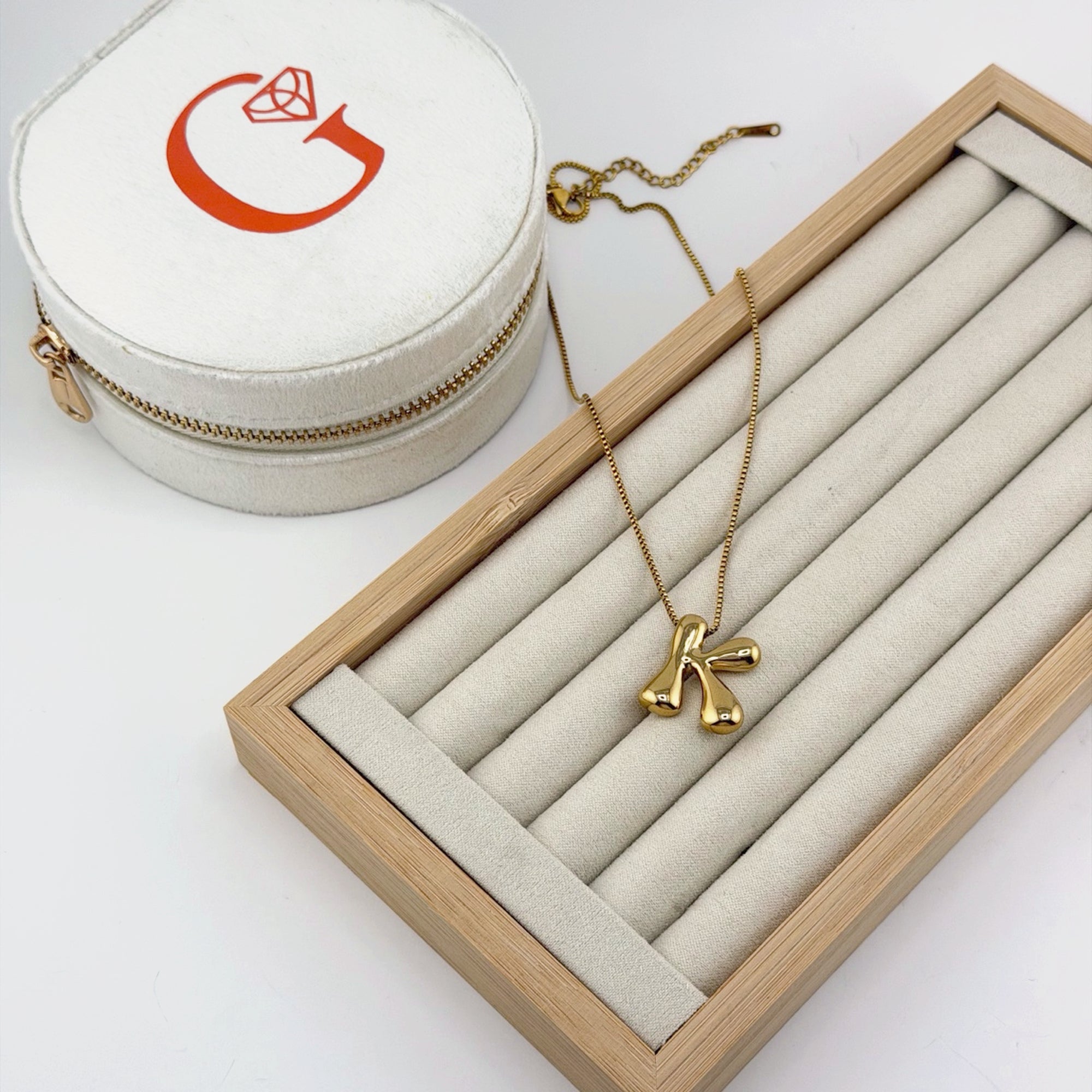 Bubble Initial Necklace 18K Waterproof
