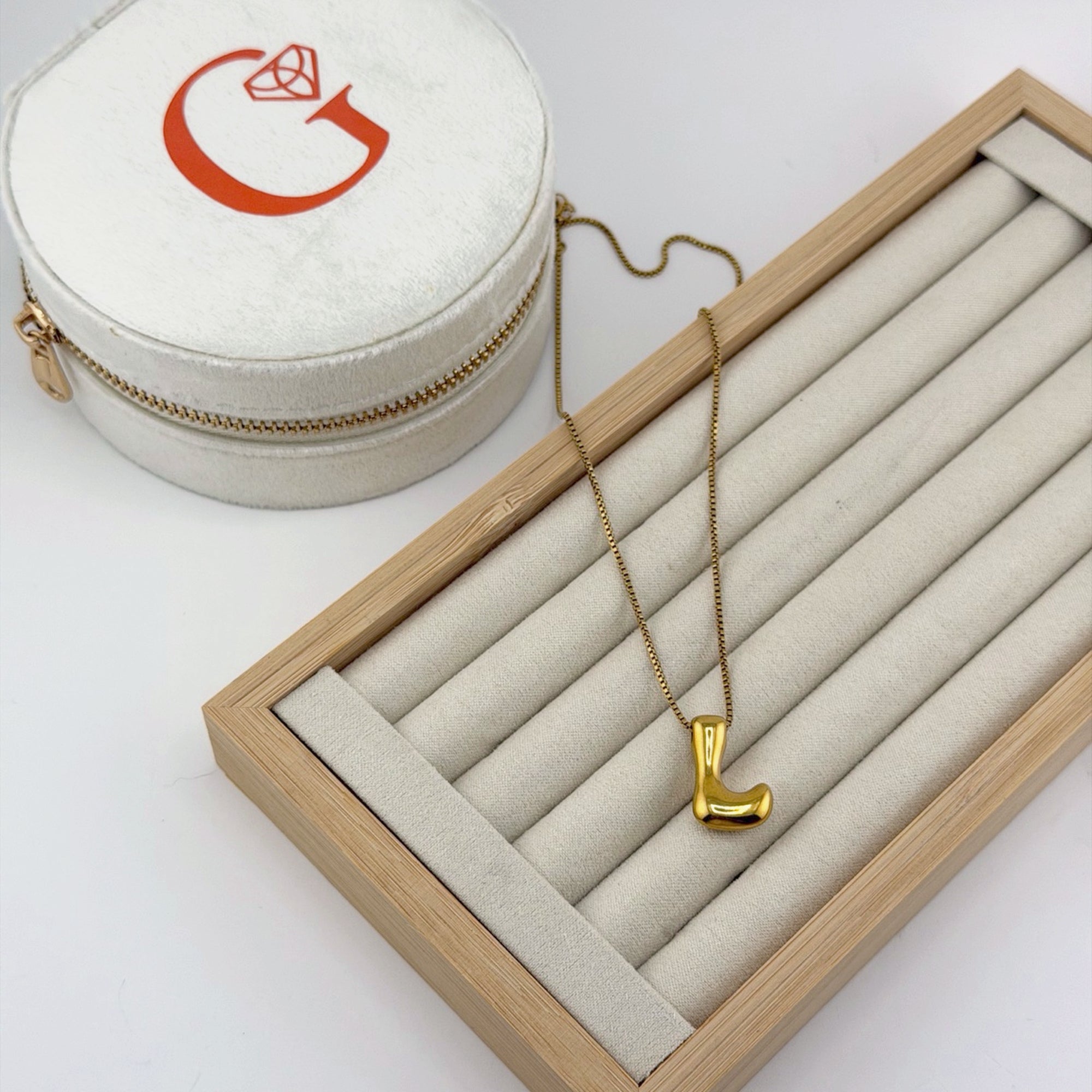 Bubble Initial Necklace 18K Waterproof