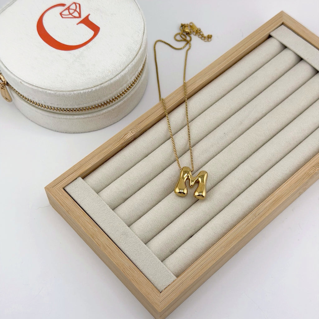 Bubble Initial Necklace 18K Waterproof