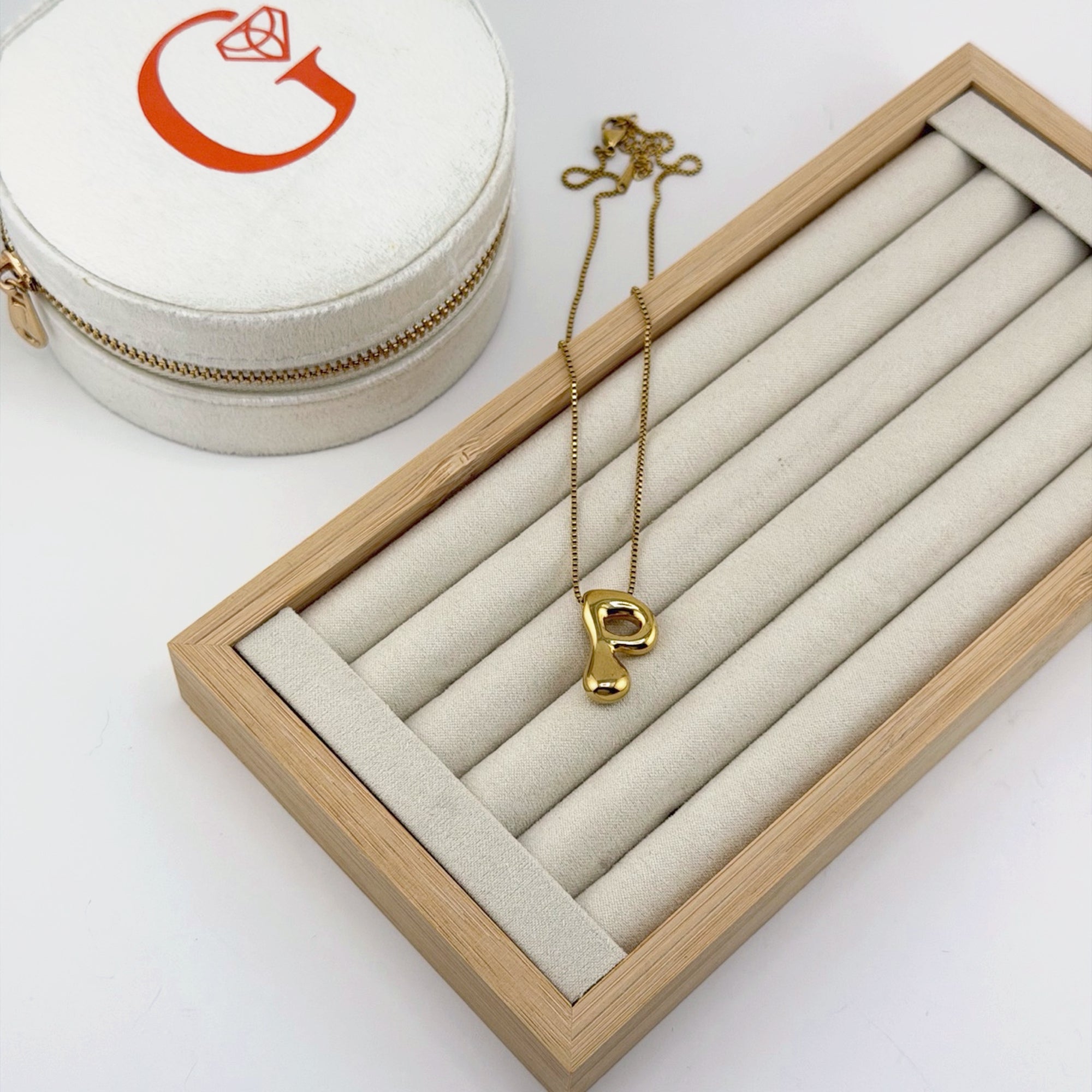 Bubble Initial Necklace 18K Waterproof