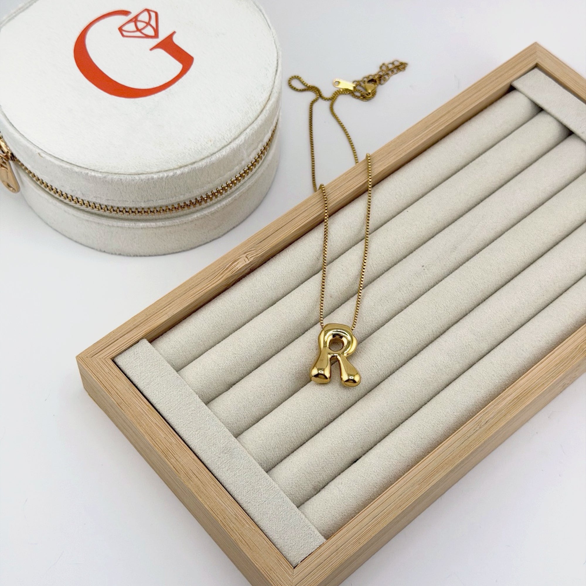 Bubble Initial Necklace 18K Waterproof