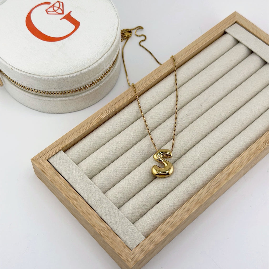 Bubble Initial Necklace 18K Waterproof