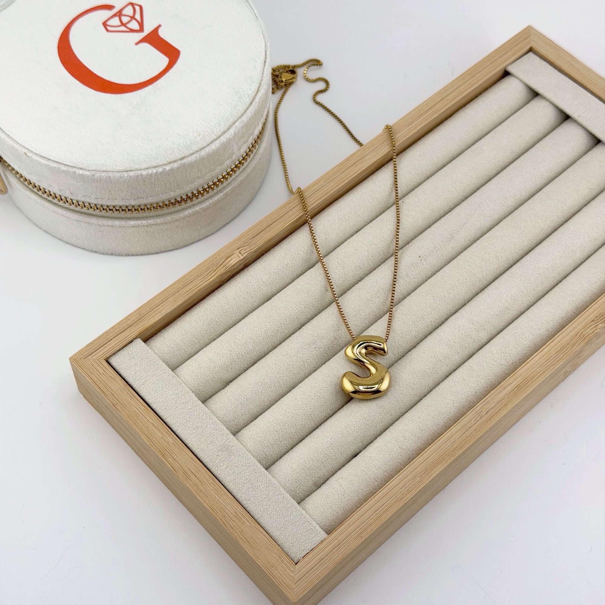 Bubble Initial Necklace 18K Waterproof