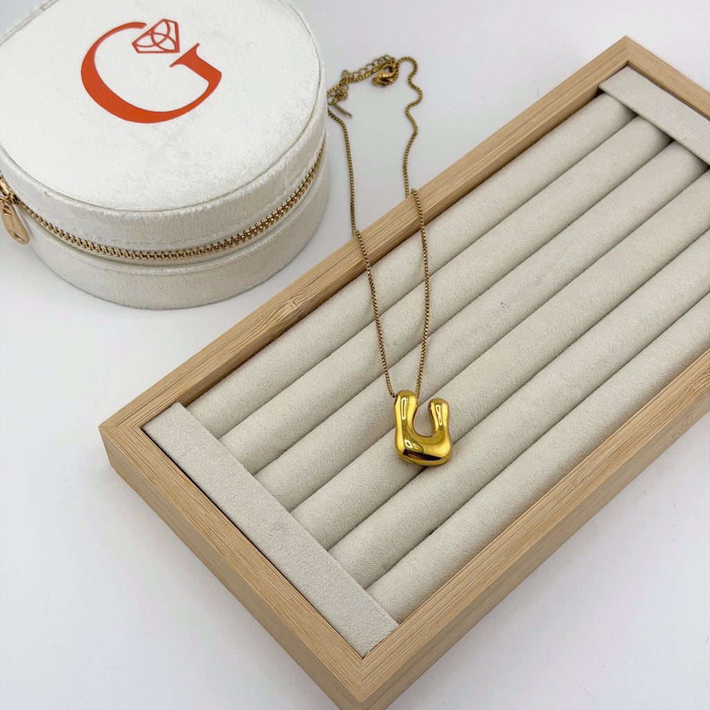 Bubble Initial Necklace 18K Waterproof