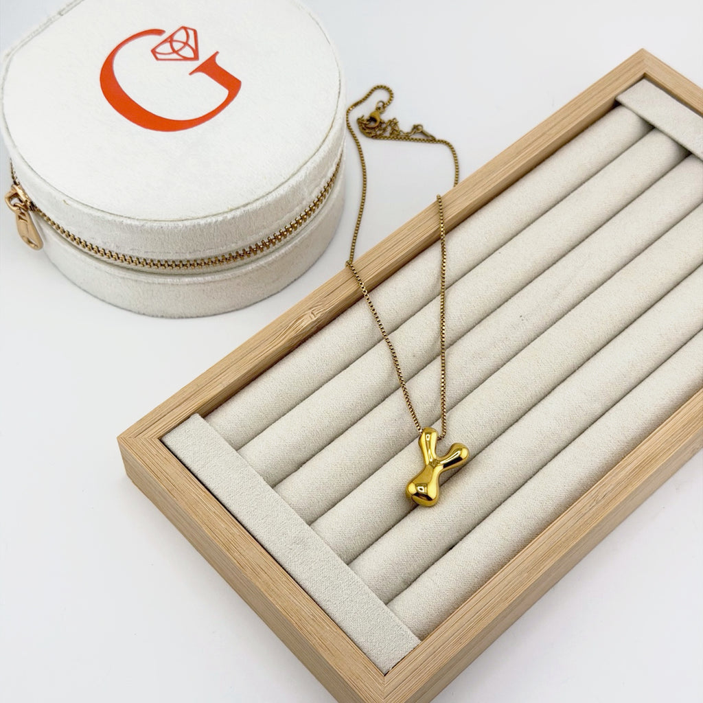 Bubble Initial Necklace 18K Waterproof