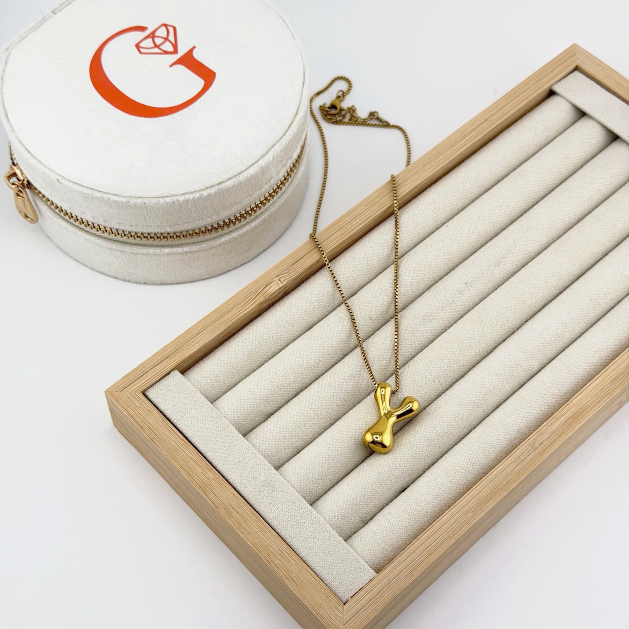 Bubble Initial Necklace 18K Waterproof