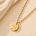 Collar con dije redondo personalizado 18K resistente al agua