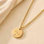 Personalized Round Charm Necklace 18K Waterproof