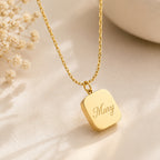 Personalized Square Pendant Necklace 18K Waterproof
