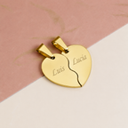 Personalized Split Heart Pendant Set 18K Waterproof