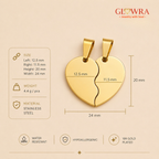 Personalized Split Heart Pendant Set 18K Waterproof