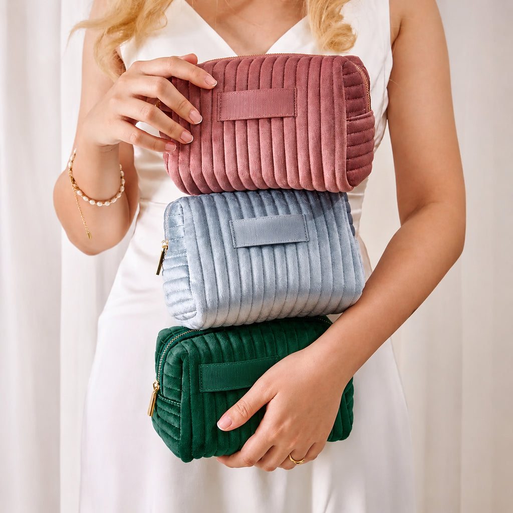 Personalized Ribbed Cosmetic Bag Small