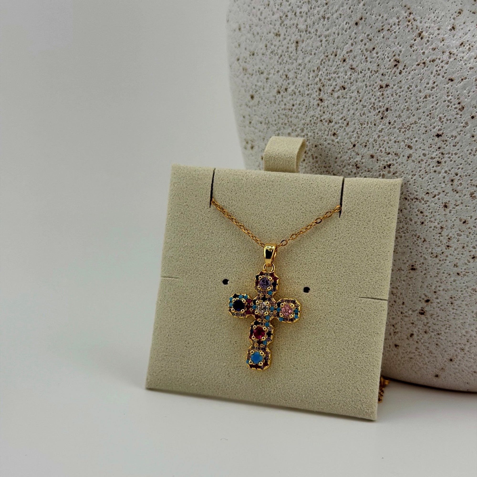 Multicolor Cross Necklace 18K Waterproof