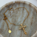 Clear Crystal Cross Necklace 18K Waterproof
