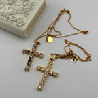 Large Multicolor Cross Necklace 18K Waterproof