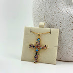 Large Multicolor Cross Necklace 18K Waterproof