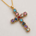 Large Multicolor Cross Necklace 18K Waterproof