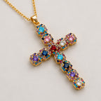Large Multicolor Cross Necklace 18K Waterproof