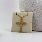 Large Clear Crystal Cross Necklace 18K Waterproof