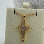 Clear Pavé Cross Necklace 18K Waterproof
