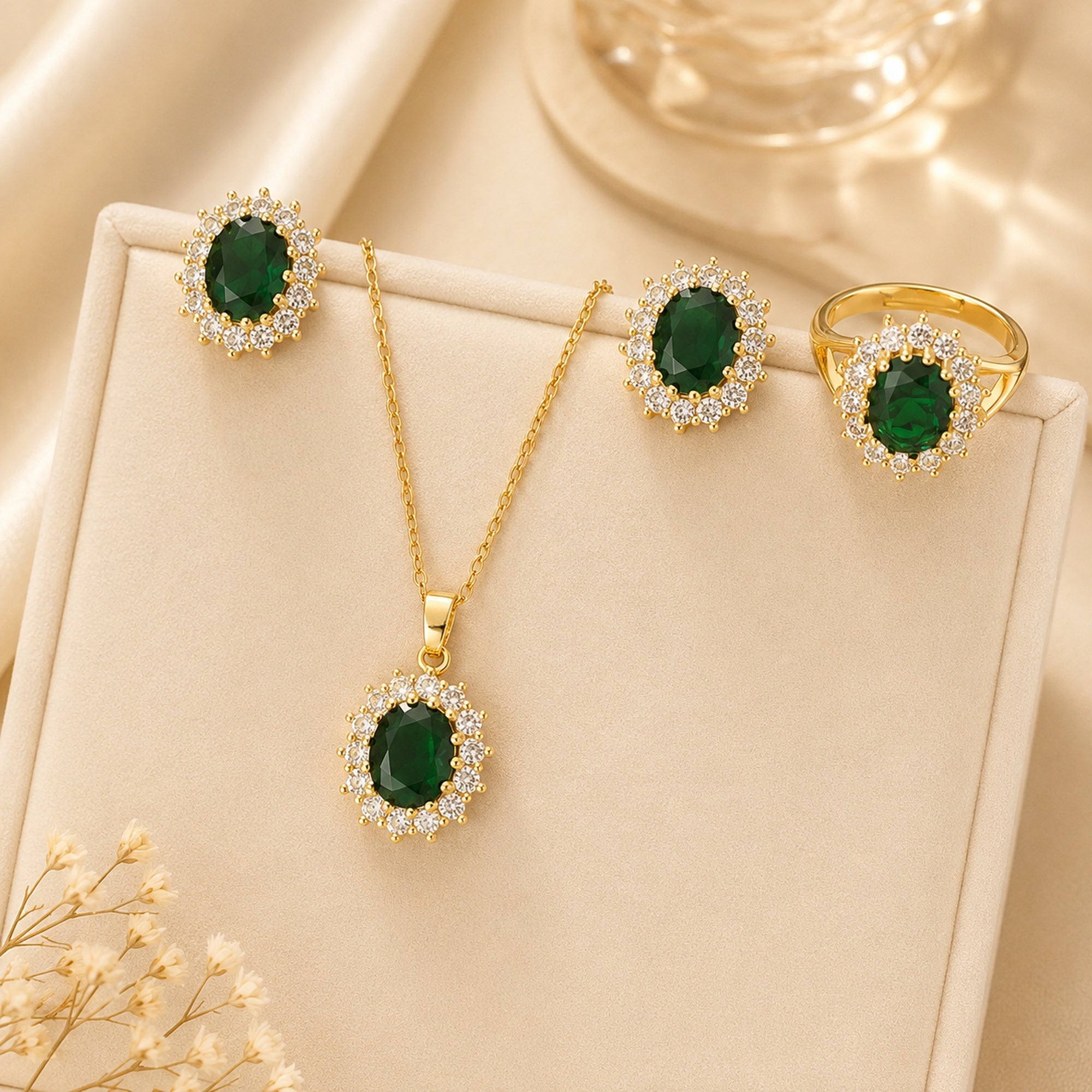 Royal Green Jewelry Set 18K Waterproof