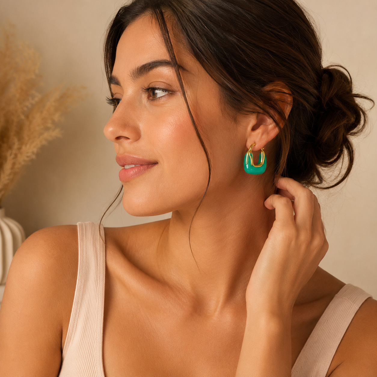 Marina Resin Hoop Earrings 18K Waterproof