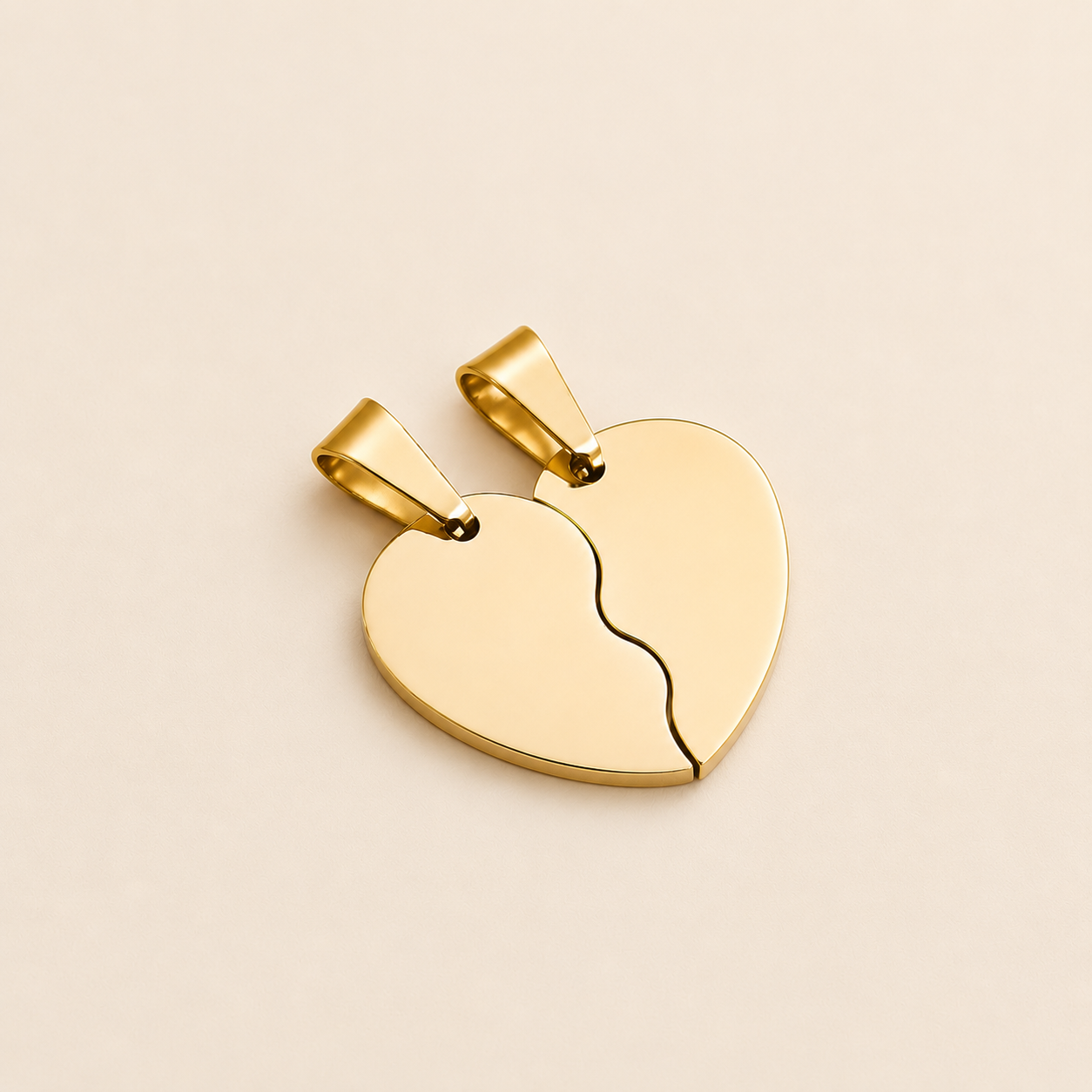 Personalized Split Heart Pendant Set 18K Waterproof