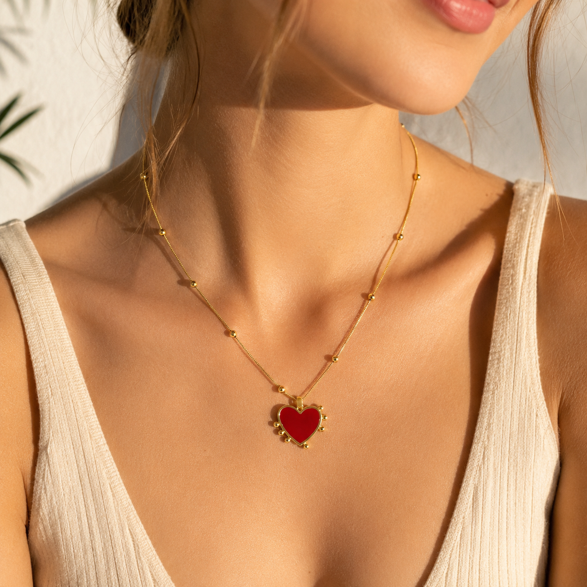Red Heart Necklace 18K Waterproof
